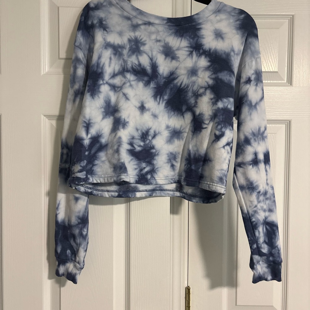 90 Degree By Reflex Navy and White Tie-Dye Sweatshirt